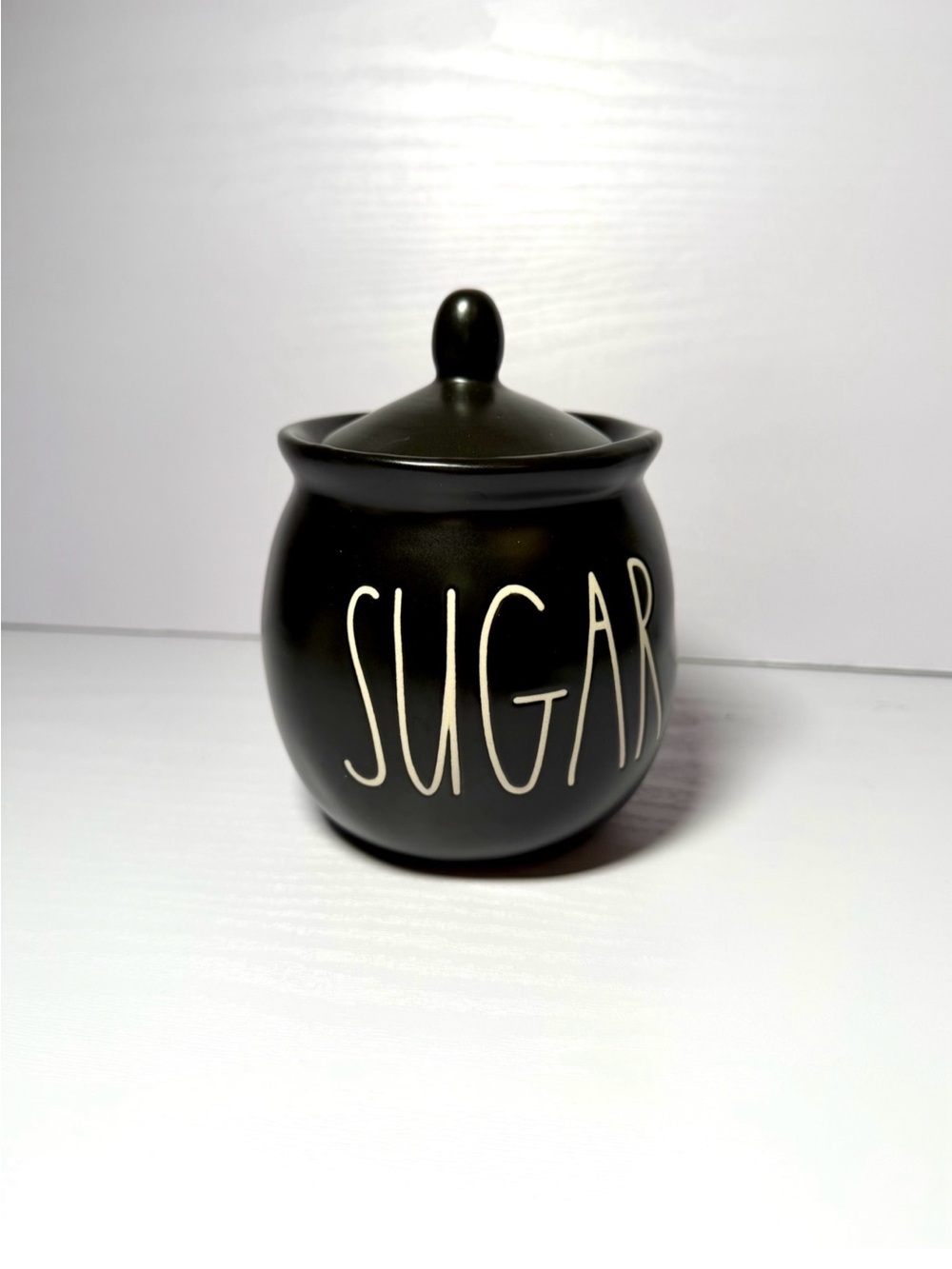 Rae Dunn Black and Cream "SUGAR" Canister
